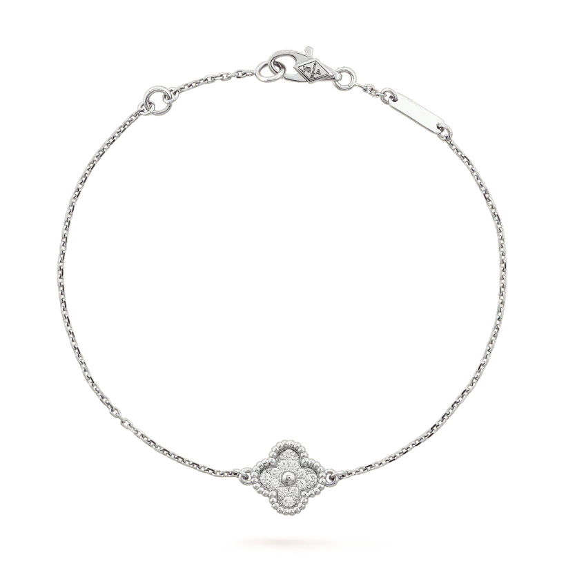 [basloveJW]CLOVER EINZELNE BLUME ARMBAND SILBER