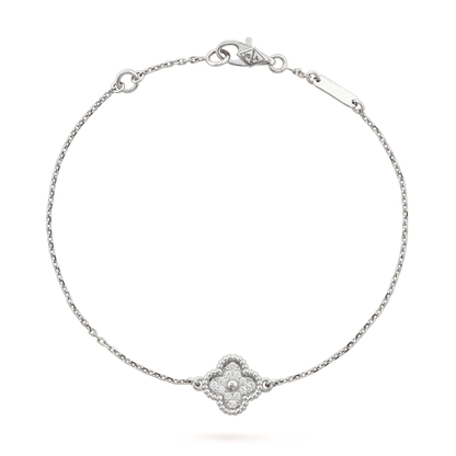 [basloveJW]CLOVER EINZELNE BLUME ARMBAND SILBER